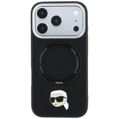 Pouzdro MagSafe pro Apple iPhone 18 Pro Max / 17 Pro Max, Karl Lagerfeld, Ring Stand 360 Karl Pin, černé