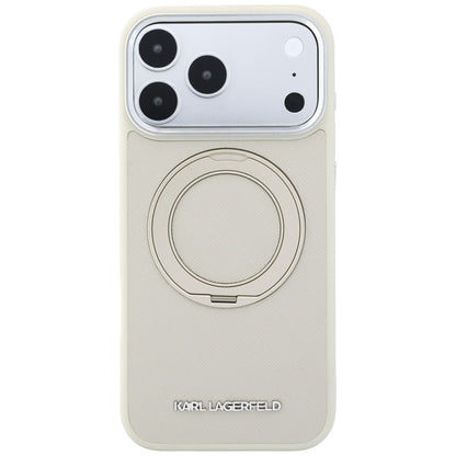 Pouzdro MagSafe pro Apple iPhone 18 Pro Max / 17 Pro Max, Karl Lagerfeld, Ring Stand 360 Saffiano, béžové