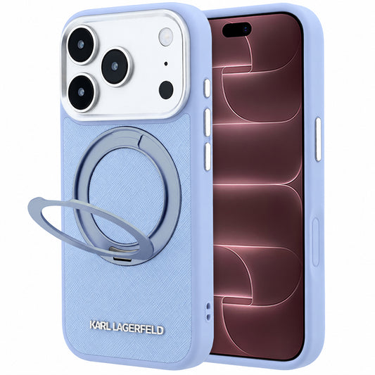 MagSafe pouzdro pro Apple iPhone 18 Pro Max / 17 Pro Max, Karl Lagerfeld, Ring Stand 360 Saffiano, Bleu