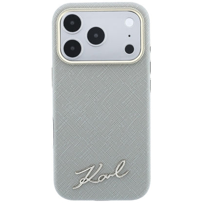 MagSafe pouzdro pro Apple iPhone 18 Pro Max / 17 Pro Max, Karl Lagerfeld, Saffiano Small Script Metal Logo, Béžová