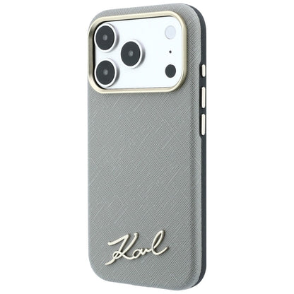 MagSafe pouzdro pro Apple iPhone 18 Pro Max / 17 Pro Max, Karl Lagerfeld, Saffiano Small Script Metal Logo, Béžová
