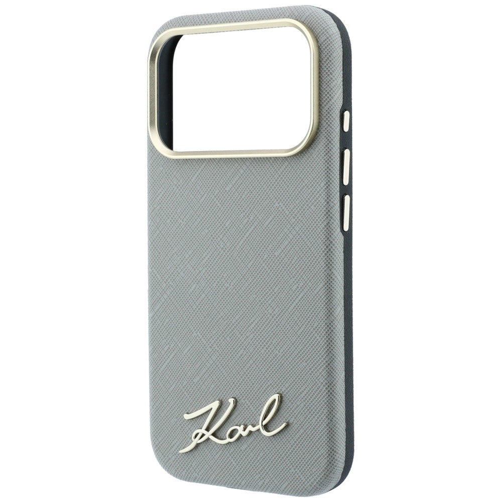 MagSafe pouzdro pro Apple iPhone 18 Pro Max / 17 Pro Max, Karl Lagerfeld, Saffiano Small Script Metal Logo, Béžová