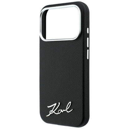 MagSafe pouzdro pro Apple iPhone 18 Pro Max / 17 Pro Max, Karl Lagerfeld, Saffiano Small Script Metal Logo, černé