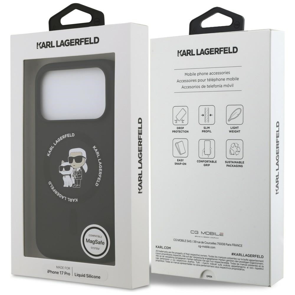 MagSafe Case for Apple iPhone 18 Pro Max / 17 Pro Max, Karl Lagerfeld, Silicone Ring Karl & Choupette, Black