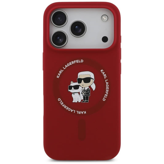 Pouzdro MagSafe pro Apple iPhone 18 Pro Max / 17 Pro Max, Karl Lagerfeld, silikonový kroužek Karl & Choupette, růžové