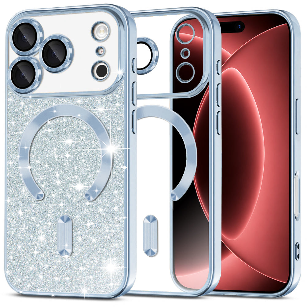 MagSafe pouzdro pro Apple iPhone 18 Pro Max / 17 Pro Max, Techsuit, Luxury Glitter, Bleu