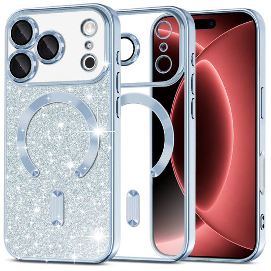 MagSafe pouzdro pro Apple iPhone 18 Pro Max / 17 Pro Max, Techsuit, Luxury Glitter, Bleu