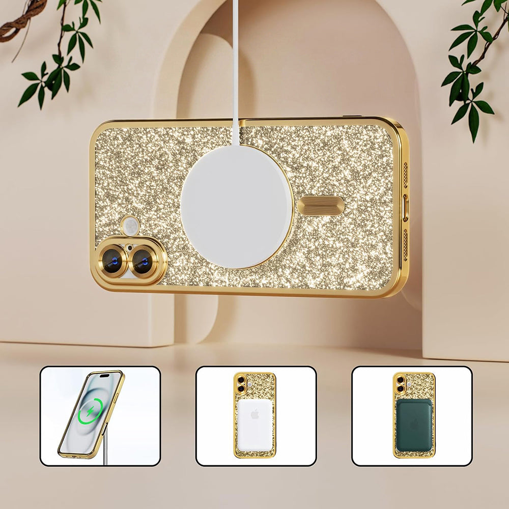 MagSafe pouzdro pro Apple iPhone 18 Pro Max / 17 Pro Max, Techsuit, Luxury Glitter, Bleu