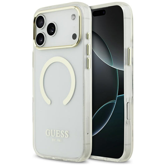 MagSafe pouzdro pro Apple iPhone 18 Pro Max, Guess, Metal Outline, Zlaté