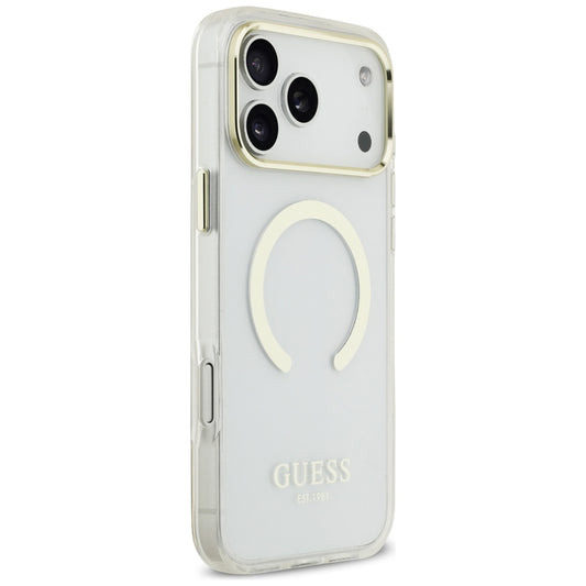 MagSafe pouzdro pro Apple iPhone 18 Pro Max, Guess, Metal Outline, Zlaté
