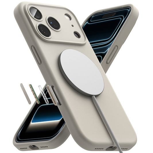 MagSafe pouzdro pro Apple iPhone 18 Pro Max, Ringke, silikonové, krémové