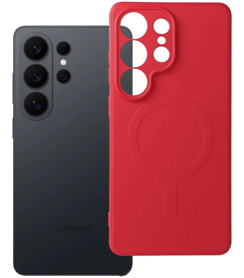 MagSafe Case for Samsung Galaxy S26 Ultra S948, OEM, Silicone Mag, Red