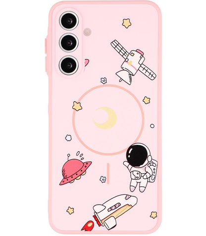 MagSafe pouzdro pro Samsung Galaxy S26 Ultra S948, OEM, Kreslený astronaut, Růžová