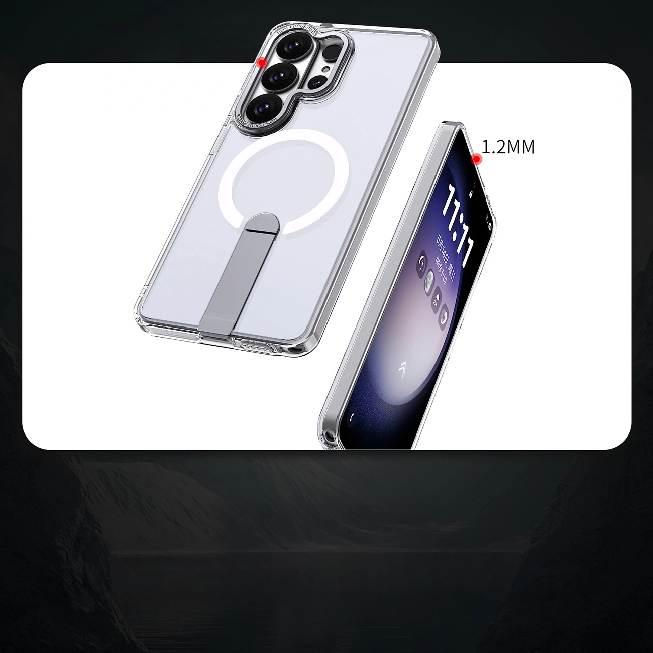 MagSafe pouzdro pro Samsung Galaxy S26 Ultra S948, Hybrid Armor, X s stojánkem, průhledné