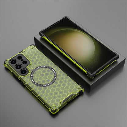MagSafe pouzdro pro Samsung Galaxy S25 Ultra S938, Techsuit, HoneyComb Shield, Zelené