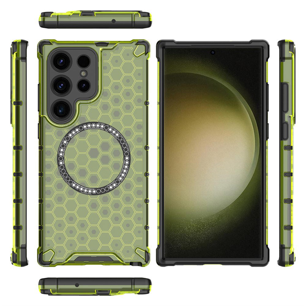 MagSafe pouzdro pro Samsung Galaxy S25 Ultra S938, Techsuit, HoneyComb Shield, Zelené