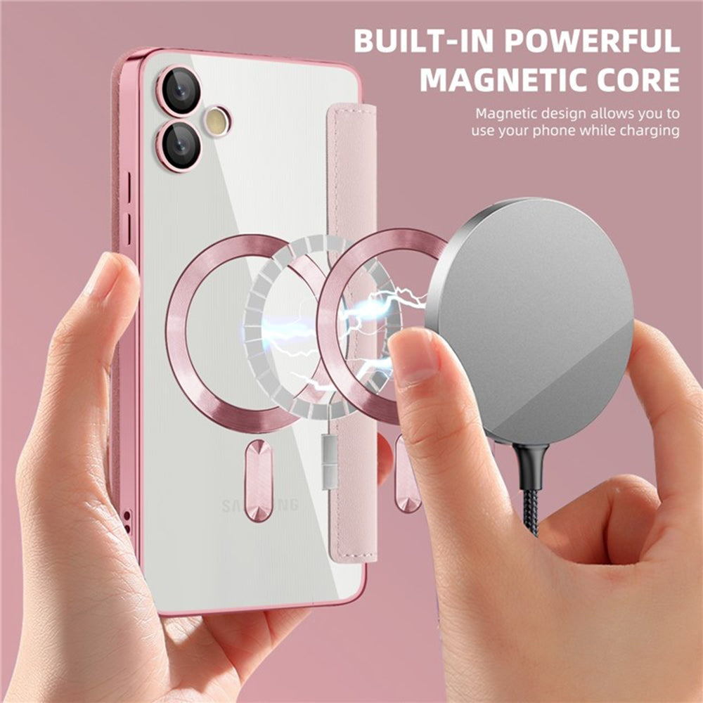 MagSafe pouzdro pro Samsung Galaxy A05 A055, Techsuit, SmartMag Book, růžové