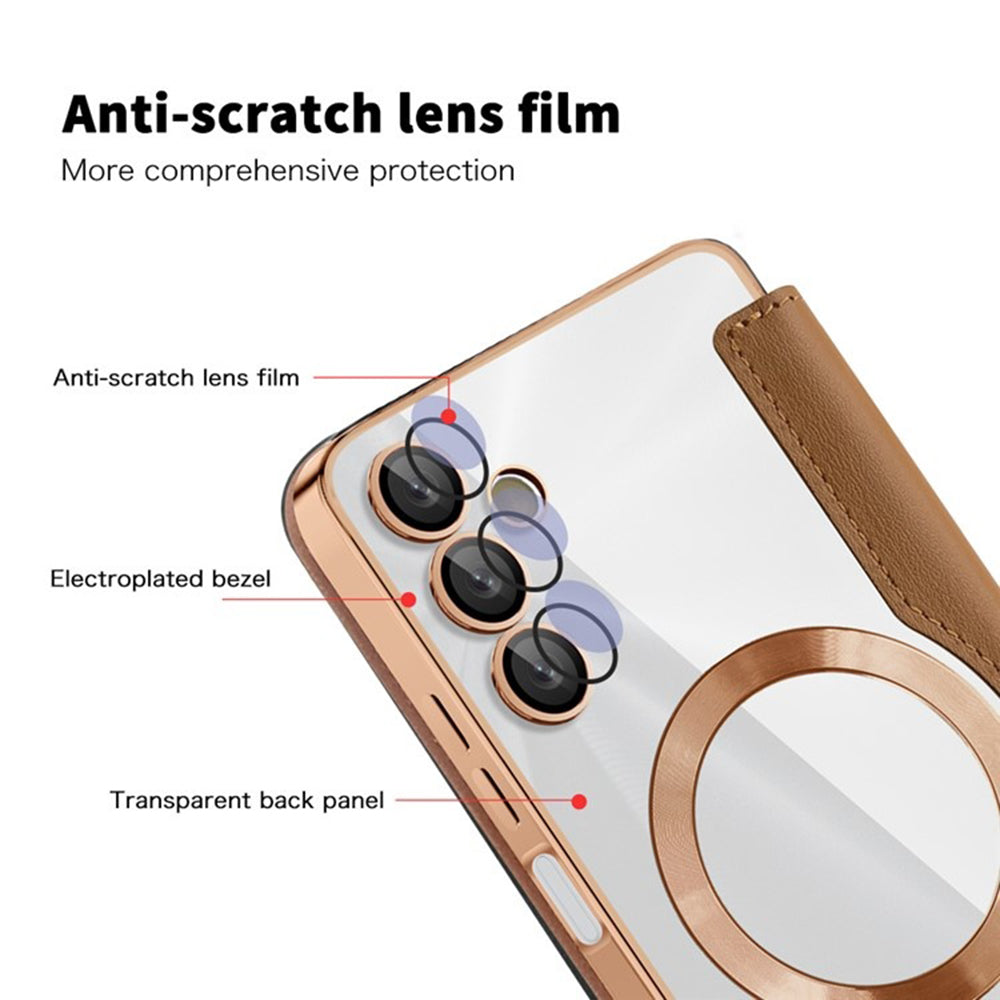 MagSafe pouzdro pro Samsung Galaxy A05s A057, Techsuit, SmartMag Book, Hnědá