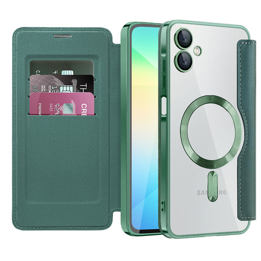 MagSafe pouzdro pro Samsung Galaxy A06 A065, Techsuit, SmartMag Book, Zelené