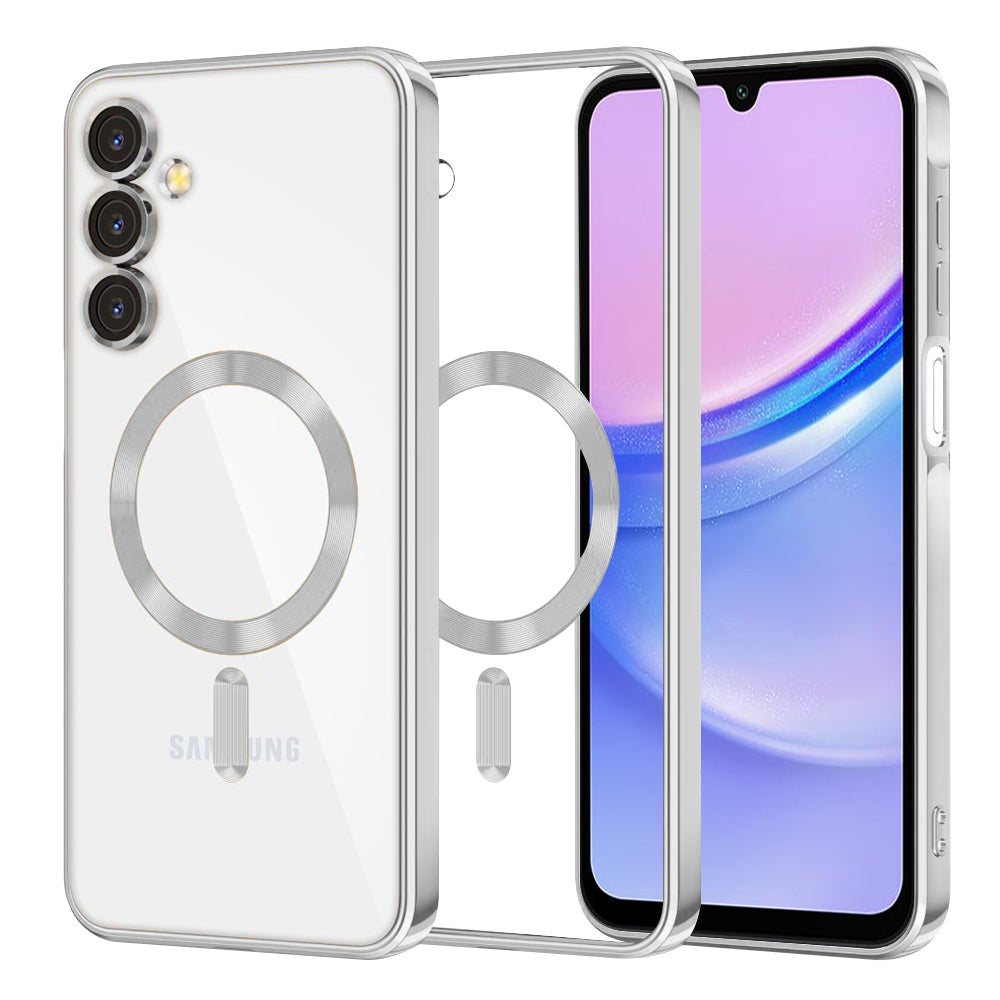 MagSafe pouzdro pro Samsung Galaxy A15 5G A156 / A15 A155, Techsuit, Luxury Crystal, Stříbrné