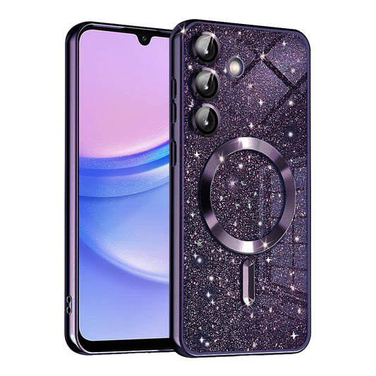 MagSafe pouzdro pro Samsung Galaxy A15 5G A156 / A15 A155, Techsuit, Luxury Glitter, Tmavě fialová