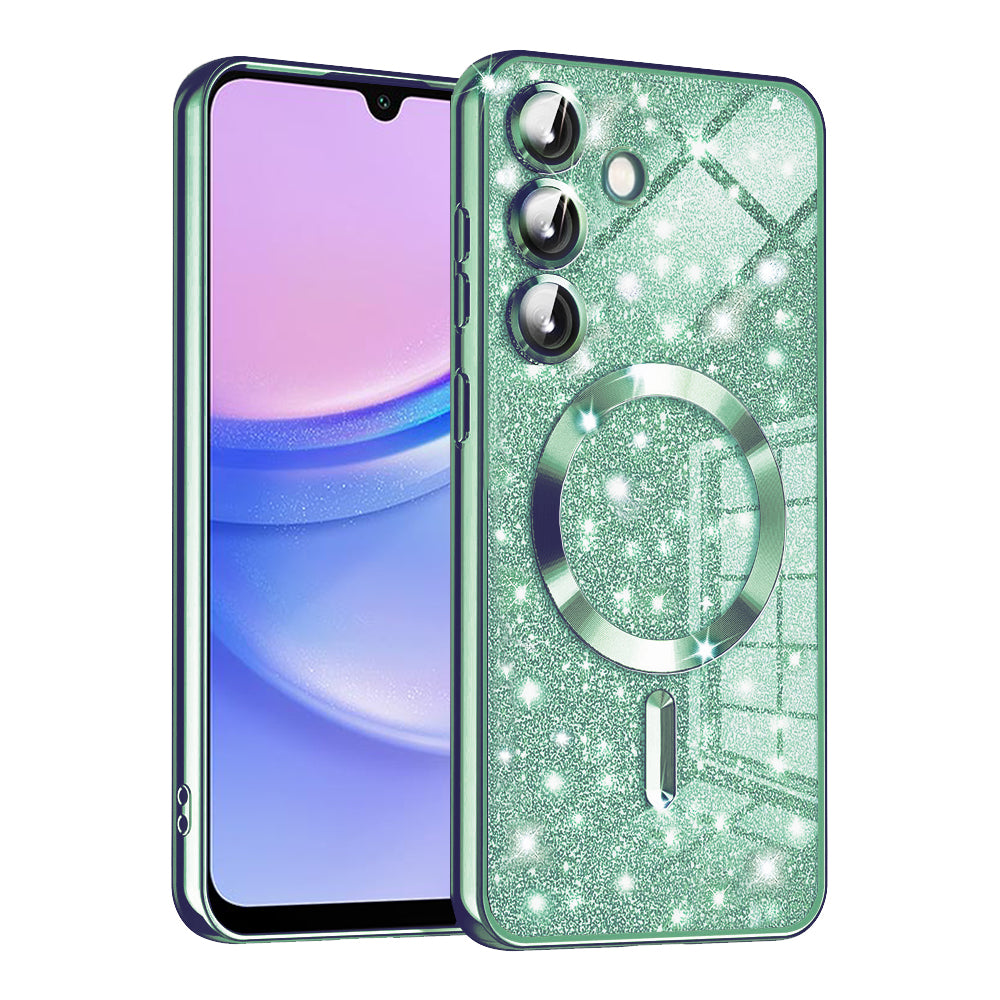 MagSafe pouzdro pro Samsung Galaxy A15 5G A156 / A15 A155, Techsuit, Luxury Glitter, Světle zelená