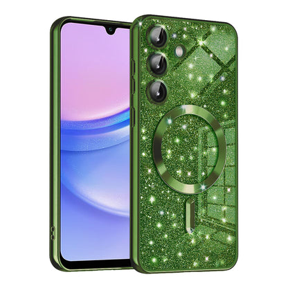 MagSafe pouzdro pro Samsung Galaxy A15 5G A156 / A15 A155, Techsuit, Luxury Glitter, Tmavě zelené