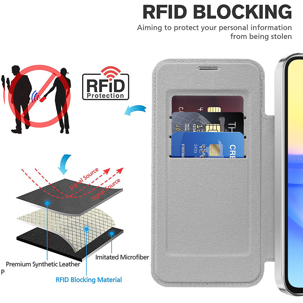 MagSafe pouzdro pro Samsung Galaxy A15 5G A156 / A15 A155, Techsuit, SmartMag Book, Šedé
