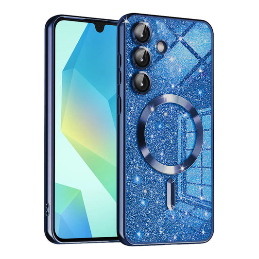 MagSafe pouzdro pro Samsung Galaxy A16 5G A166 / A16 4G A165, Techsuit, Luxury Glitter, Tmavě modrá