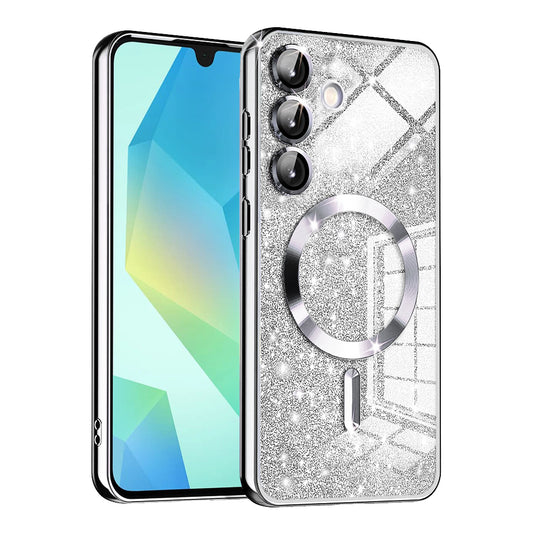 MagSafe pouzdro pro Samsung Galaxy A16 5G A166 / A16 4G A165, Techsuit, Luxury Glitter, Stříbrné