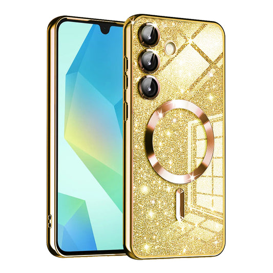 MagSafe pouzdro pro Samsung Galaxy A16 5G A166 / A16 4G A165, Techsuit, Luxury Glitter, Zlaté