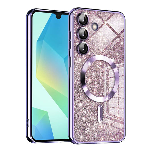 MagSafe pouzdro pro Samsung Galaxy A16 5G A166 / A16 4G A165, Techsuit, Luxury Glitter, Světle fialové