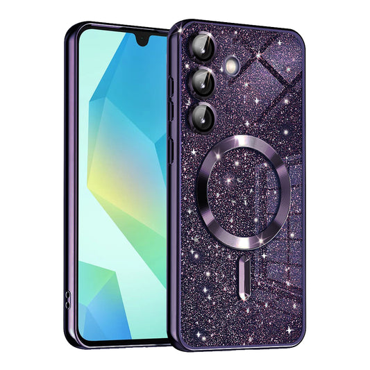 MagSafe pouzdro pro Samsung Galaxy A16 5G A166 / A16 4G A165, Techsuit, Luxury Glitter, Tmavě fialová