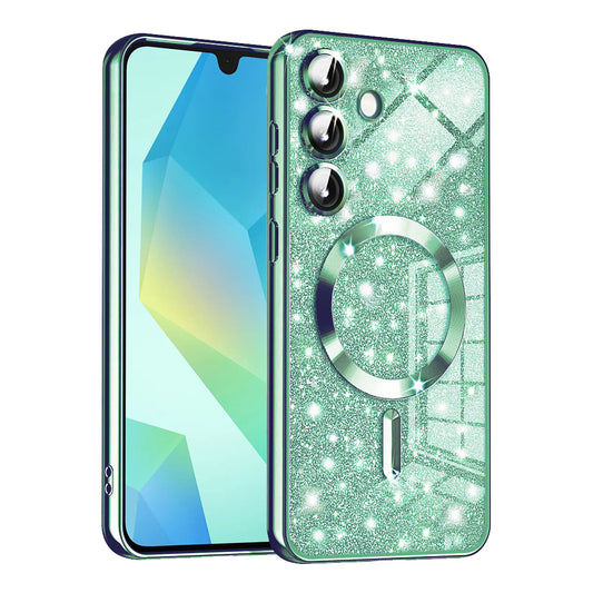 MagSafe pouzdro pro Samsung Galaxy A16 5G A166 / A16 4G A165, Techsuit, Luxury Glitter, Světle zelené