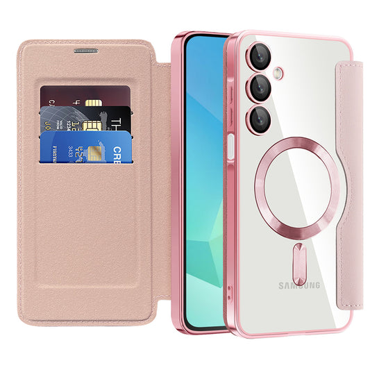 MagSafe pouzdro pro Samsung Galaxy A16 5G A166 / A16 4G A165, Techsuit, SmartMag Book, růžové