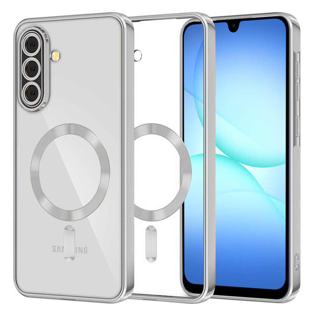 Pouzdro MagSafe pro Samsung Galaxy A17 4G / A17 5G, Techsuit, Luxury Crystal, Stříbrné