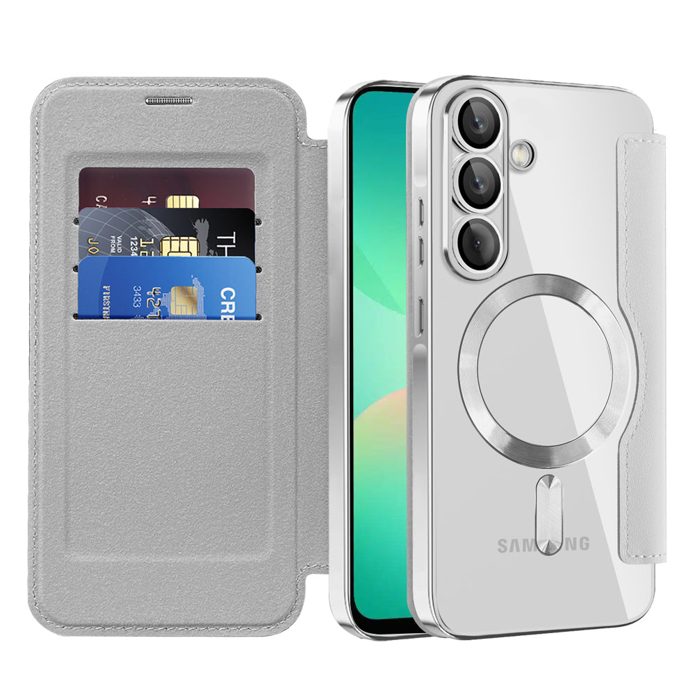 MagSafe pouzdro pro Samsung Galaxy A26 A266, Techsuit, SmartMag Book, Šedé
