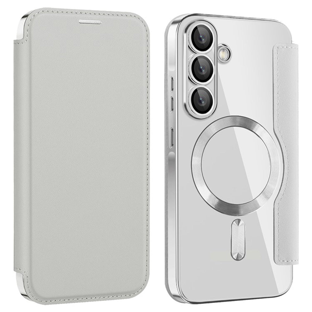MagSafe pouzdro pro Samsung Galaxy A36 A366, Techsuit, SmartMag Book, Šedé