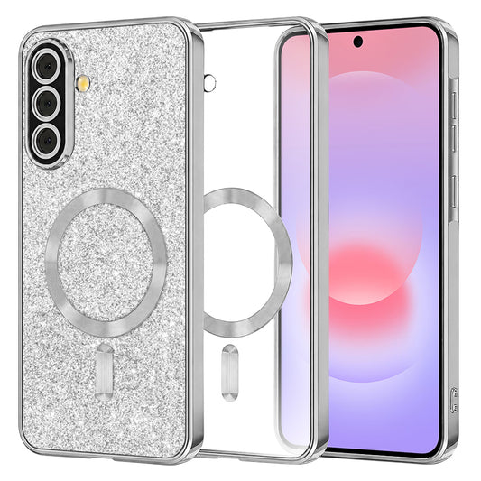 MagSafe pouzdro pro Samsung Galaxy A37 5G, Techsuit, Luxury Glitter, Stříbrné