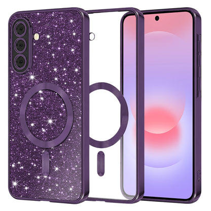 MagSafe pouzdro pro Samsung Galaxy A37 5G, Techsuit, Luxury Glitter, Tmavě fialové