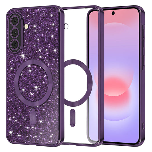 MagSafe pouzdro pro Samsung Galaxy A37 5G, Techsuit, Luxury Glitter, Tmavě fialové