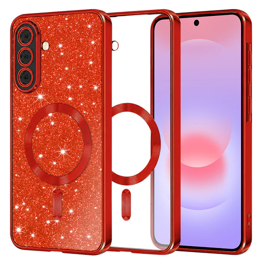 MagSafe pouzdro pro Samsung Galaxy A37 5G, Techsuit, Luxury Glitter, červené