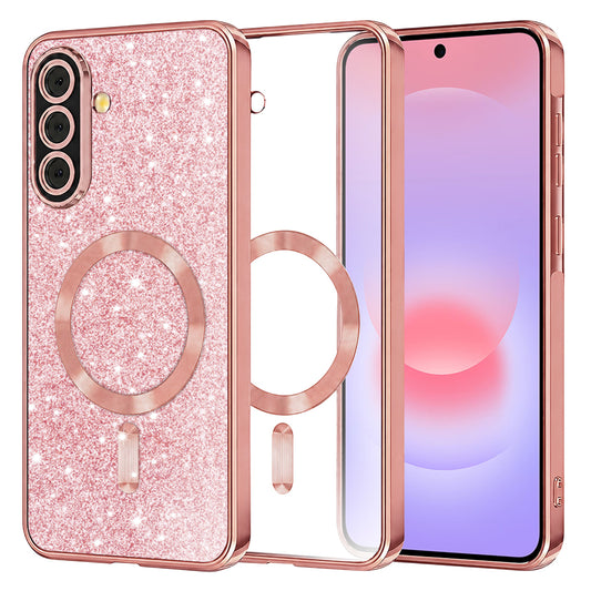 MagSafe pouzdro pro Samsung Galaxy A37 5G, Techsuit, Luxury Glitter, Růžově zlaté