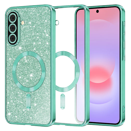 MagSafe pouzdro pro Samsung Galaxy A37 5G, Techsuit, Luxury Glitter, Světle zelená
