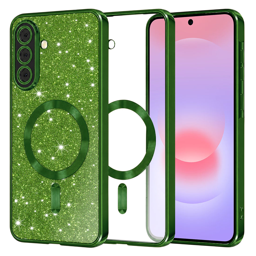 MagSafe pouzdro pro Samsung Galaxy A37 5G, Techsuit, Luxury Glitter, Tmavě zelené