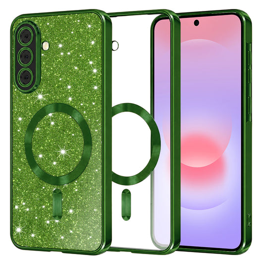 MagSafe pouzdro pro Samsung Galaxy A37 5G, Techsuit, Luxury Glitter, Tmavě zelené