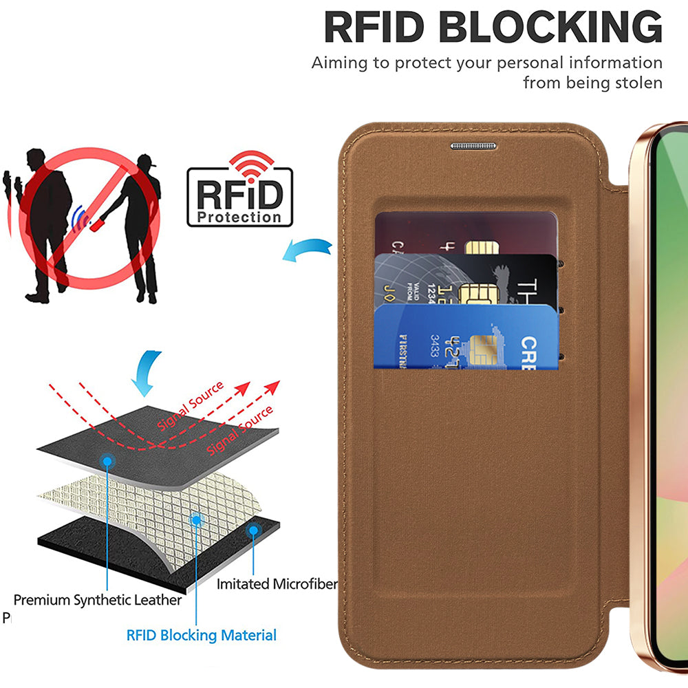 Pouzdro MagSafe pro Samsung Galaxy A37 5G, Techsuit, SmartMag Book, hnědá