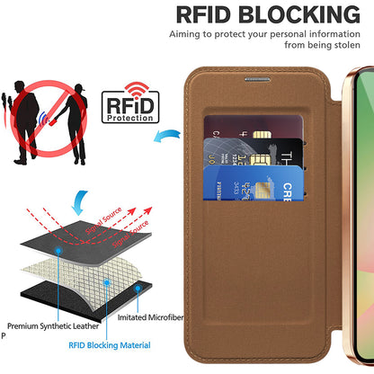 Pouzdro MagSafe pro Samsung Galaxy A37 5G, Techsuit, SmartMag Book, hnědá