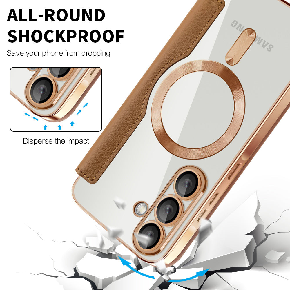 Pouzdro MagSafe pro Samsung Galaxy A37 5G, Techsuit, SmartMag Book, hnědá