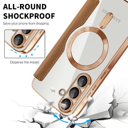 Pouzdro MagSafe pro Samsung Galaxy A37 5G, Techsuit, SmartMag Book, hnědá